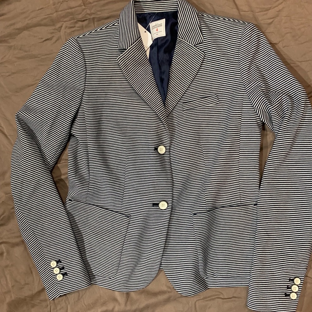 The Gap Academy Blazer Navy Blue White Stripes NWT